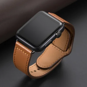 Natūralios Odos Kilpa Dirželis Apple Watch Band 44mm 42mm Series 5 4 Watchband už iWatch 3/2/1 38mm 40mm Pakeitimo Apyrankė