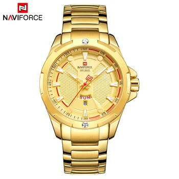 NAVIFORCE Top Brand Vyrai Žiūrėti Luxury Gold Verslo Kvarciniai Laikrodžiai Mens Mados Karinės Sporto Vandeniui Laikrodis Relogio Masculino