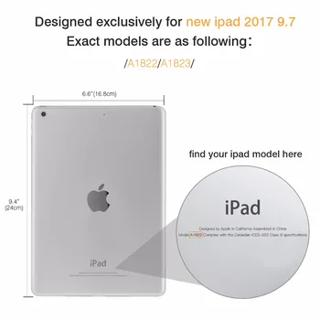 Case for iPad 9.7 2018/2017,Smart Case lengvas Plonas Minkštos TPU Galinio Dangtelio Raštas,su Auto Pažadinti/Miego Funkcija, Magnetinis