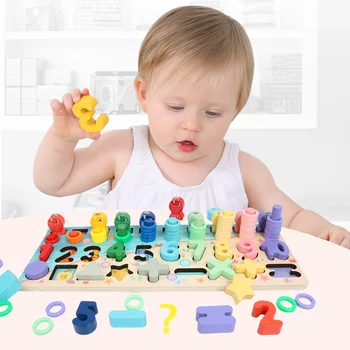 Montessori Ugdymo Mediniai Galvosūkiai Multi-funkcija Matematikos Valdybos Kūdikis Mokosi Skaičiuoti Numerių Atitikimo Geometrinėmis figūromis, Žaislų, Dovanų