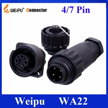 Originalus Weipu Jungtis WA22 4 7 Pin IP67 atsparus Vandeniui Jungtis WA22 TE ZE Male Kabelio Moterų Lizdas Lydmetalis Nutraukimas