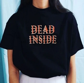 Miręs Viduje Laišką, Print T-Shirt Hipster Grunge Stiliaus Juoda Tee Gotikos Drabužių
