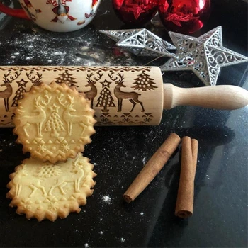 Kalėdų Įspaudas Kočėlas Kepimo Slapukus Makaronų Sausainių Minkštas Pyragas Tešla Graviruotas Roller Elnių Snaigės Star Sniegas