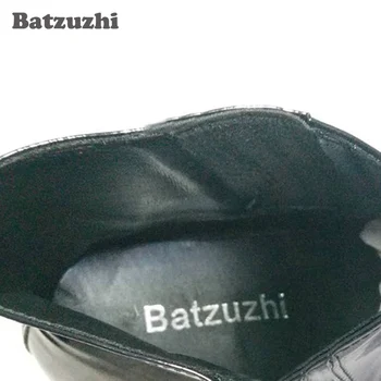 Batzuzhi Roko Britų Mados vyriški Batai Juodos Sagtys Žmogaus natūralios Odos Batai Batai 6.5 cm Kulniukai Asmenybė, 38-46