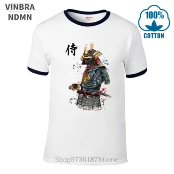 Samurajus Akvarelė marškinėliai vyrams Japonų Samurajus Shotokan Karatė T-shirt Kanji Didelio Dydžio Medvilnės Charakterį Kariai Tee marškinėliai