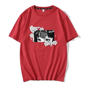 Siaubo Manga Junji Ito t-shirt femme streetwear grafinis tees moterų tumblr plius dydis grunge vasaros top marškinėlius plius dydis kawaii