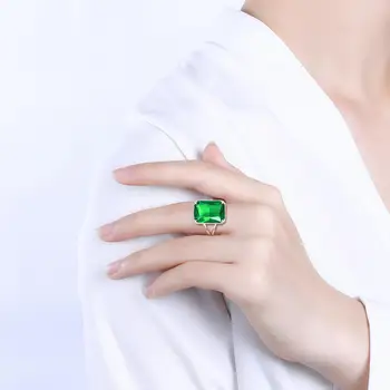 18K White Gold Smaragdas Žiedai Moterims, Madingų Nekilnojamojo Sidabro 925 Žiedo Moterų Papuošalų Prekės ženklo Vestuvės Šalies Dovanų Didmeninės