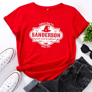 Viršūnės Moterų Sanderson Grafinis T-shirt Helovinas Spausdinti Grunge Trišakiai Plius Dydis Medvilnės, trumpomis Rankovėmis Marškinėlius Ragana Estetinės T Shirts