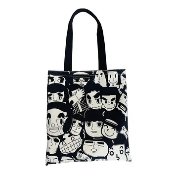 Anime Cartoon Nešti Pirkinių Krepšiai Moterų 2020 Didelės Drobės Pečių Maišą Ponios Studentų Medvilninio Audinio, Eko Shopper su Užtrauktuku