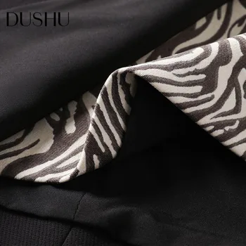 DUSHU Plus size black kratinys mini a-lin sijonas Moterims leopardas spausdinti trumpas aukšto liemens sijonas Moteris rudens-žiemos elegantiški sijonai