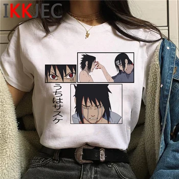 Naruto Sasuke vasaros top drabužius femme derliaus harajuku estetinės grafinis tees moterų top trišakiai plius dydis harajuku kawaii