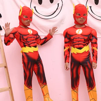 Flash Raumenų Superhero Fancy Dress Vaikų Fantazijos Komiksai Filmą Karnavalas Šalies Helovinas Flashman Cosplay Barry Allen Kostiumai