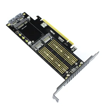 M Mygtukas B Mygtukas mSATA M. 2 NVMe SSD NGFF, kad PCIE 3.0 X16 Adapteris PCI Express 3.0 m2 SSD AHCI mSATA 3in 1 Konverteris riser card