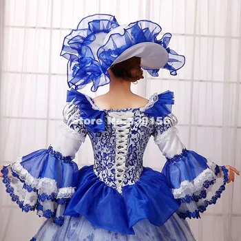 Geriausias Pardavėjas Blue Print Blyksnius Rankovės Nėrinių Rokoko marija Antuanetė Suknelė Renesanso, Viduramžių 18 A. Suknelės, Kostiumai Vestidos