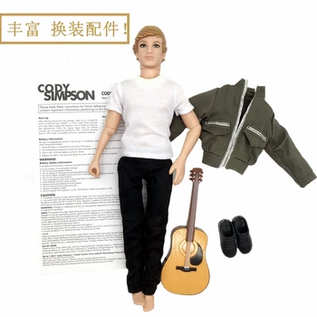 Originalios lėlės + Drabužius set + Gitara / Cody Simpson Modelio 11 jungtinio kilnojamojo lėlė Kenas / berniukas lėlės, žaislai