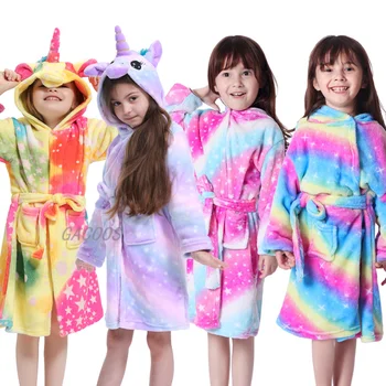 2020 m. Žiemos Vaikų Chalatas Kigurumi Gyvūnų Šunų Fox Rūbeliai Flanelė Sleepwear Didelių Berniukų, Mergaičių Pižamos Pižamą Miego Rūbeliai