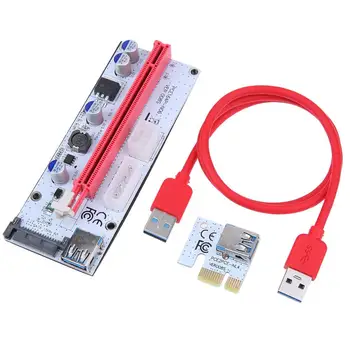 60cm PCI-E Riser Card VER008S 4Pin 6Pin SATA Maitinimo 008S 1x PCIe 16x Adapteris USB 3.0 Kabelį Bitcoin Miner BTC Kasyba