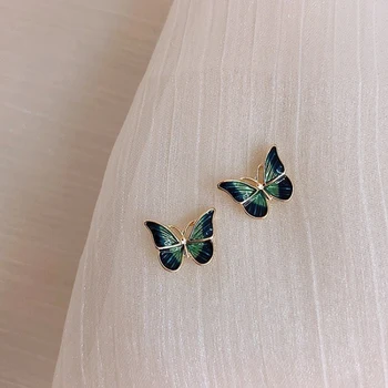 Jefficarnny Derliaus prancūzijos naftos tapybos stilius, švelnus ir protingas mažas drugelis Juvelyrikos adata auskarai