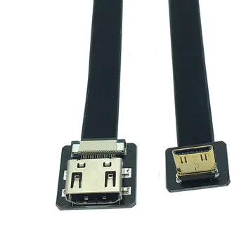 FPV HDMI moterį, Mini HDMI male IKI 90 laipsnių Adapteris, 5cm-100cm FPC Juostelės Plokščias HDMI Kabelis, Pikis 20pin Kištukas Jungtis