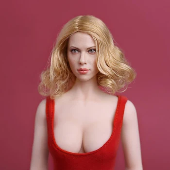 1:6 Masto Juodoji Našlė Scarlett Johansson Galvos Skulptūra Aukso Plaukus Lady Moterų Galvos Modelį, 12 Colių Veiksmų Pav.