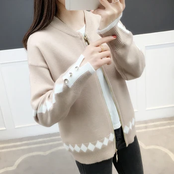 Megztinės striukė moterų naują pavasario 2019 trumpas purus megzti megztinis korėjos versija Baitao beisbolo drabužiai