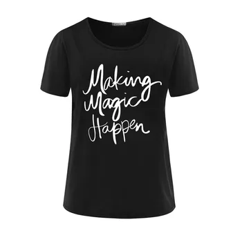 2020 m., NAUJOJI Priėmimo Magija Atsitikti, Letter Spausdinimo Atsitiktinis marškinėliai Top Women marškinėliai Vasaros trumpomis rankovėmis Viršūnes gatvės stiliaus Moteris Tees