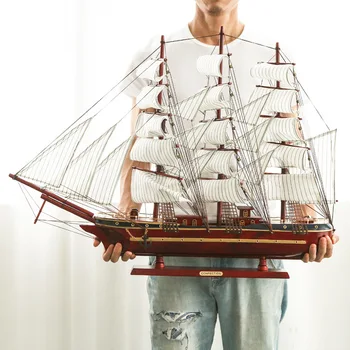 [Surinkti] 80cm Didelis Burlaivis Modelis Amatų, Žaislų, Medinių burlaivio 3D Laivas Viduržemio namų dekoro Naujos Žarnos Dovanų draugui