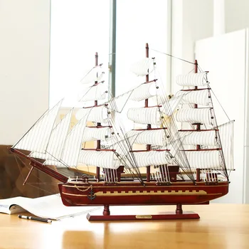 [Surinkti] 80cm Didelis Burlaivis Modelis Amatų, Žaislų, Medinių burlaivio 3D Laivas Viduržemio namų dekoro Naujos Žarnos Dovanų draugui