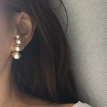 LONDANY auskarai moterims penkių pearl lenktas auskarai ausies pin ausų klipas ausų klipas mados auskarai studentų saldus eilės perlų earr