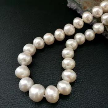 Natūralūs gėlavandenių perlų 11-13mm perlų vėrinį prabangūs krištolo užsegimas 18.5 colių