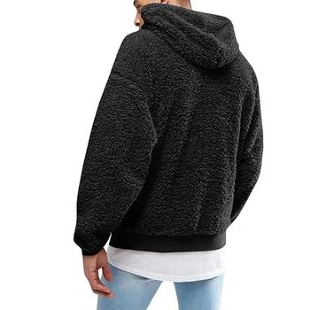 Vyrų Rudens-Žiemos Vientisos Spalvos Storas, Minkštas Pliušinis Dirbtiniais Fleece Series Hoodie Puloveris Outwear