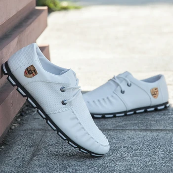 Vyriški oficialų batai Mokasīni, odiniai batai drobė batai vasarą vyrams laisvalaikio bateliai formalių batų kvėpuojantis minkštas padas lengvas 44