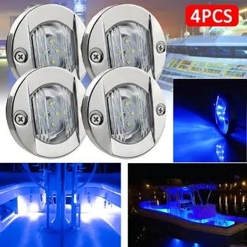 4pcs DC 12V Jūrų Laivu Trancui LED Laivagalio Šviesos Apvalus, Nerūdijančio Plieno, Šaltojo LED Uodega Lempos Jachta Priedai Vandeniui