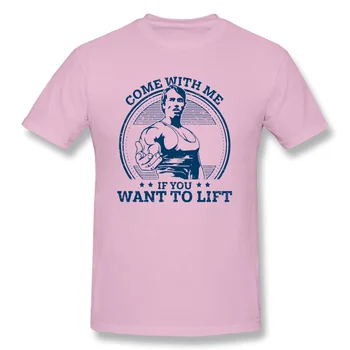 Viršūnės Tees Ateiti Su Manimi, Jei NORITE LIFTAS T-shirt Vyrams Medvilnės Vasaros Marškinėlius Arnoldas Schwarzeneggeris Treniruotės T Shirts