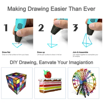 DEWANG 3D Rašiklis, Brėžinio Spausdinimo Pen Ergonomika 3D Spausdinimo Pen PLA ABS Gijų Švietimo Žaislai Vaikams, Suaugusiems, Menų Amatai 
