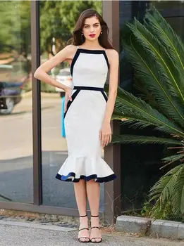 Vasaros Stiliaus Sexy Juoda Balta Undinė Tvarstis Suknelė 2018 Įžymybių Dizaineris Mados Suknelė Vestido