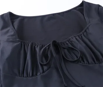 2020 m. Pagrindinis Megztinis Viršūnes Moterims moteriški Kietas Stebėjimo Slim Fit marškinėliai Vasarą, Rudenį ilgomis rankovėmis Trumpą Tees Atsitiktinis Derliaus viršų