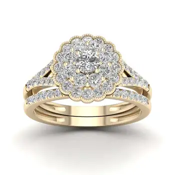 14k Aukso Papuošalų, Deimantų Žiedas Moterims Sterlingų Papuošalai Vestuvių Žiedas Poros Meilės Vestuviniai Žiedai, Aukso, Deimantų Karoliai Moterims