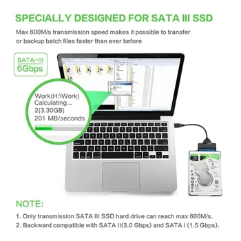 Congdi USB SATA 3 Kabelis Sata Į USB 3.0 Adapteris, IKI 6 Gb / s Paramos 2.5 Colio Išorinis SSD HDD Kietąjį Diską 22 Pin Sata III A25