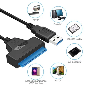Congdi USB SATA 3 Kabelis Sata Į USB 3.0 Adapteris, IKI 6 Gb / s Paramos 2.5 Colio Išorinis SSD HDD Kietąjį Diską 22 Pin Sata III A25