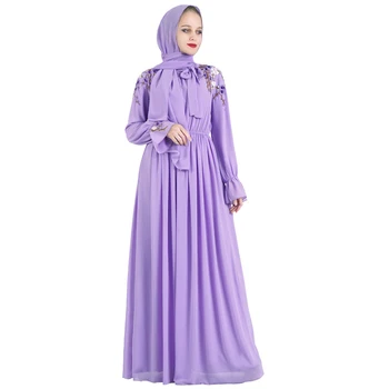 Siskakia Levandų Siuvinėjimo Sūpynės Ilga Suknelė Dubajus Artimųjų Rytų Musulmonų Moterų Elegantiškas Suknelės, Raudonos Lankas kaklo, ilgomis Rankovėmis Imperija