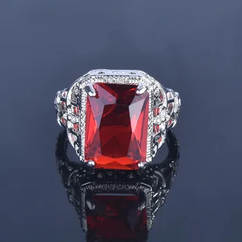 Gražus Raudona Rubino Ametistas Brangakmenio Žiedai moterims, vyrams S925 Sidabro Papuošalai Vestuvinis Žiedas didmeninės dovanų prabangūs papuošalai