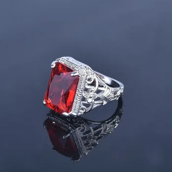 Gražus Raudona Rubino Ametistas Brangakmenio Žiedai moterims, vyrams S925 Sidabro Papuošalai Vestuvinis Žiedas didmeninės dovanų prabangūs papuošalai