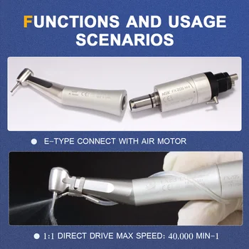 FX25 suderinama su E tipo varikliai dantų contra kampo 1:1 lėtai stumti mygtuką chuck handpiece su CA burs
