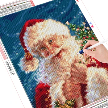 HUACAN Diamond Tapybos Santa Claus Kryželiu Diamond Siuvinėjimo Kalėdų kvadratiniu Gręžimo Diamond Mozaikos Žiemos Peizažas