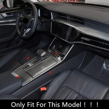 Automobilio Stilius Konsolės Porankiu Pavarų Perjungimo Dekoratyvinis Rėmelis Lipdukai Audi A6 C8 2019 LHD Nerūdijančio Plieno, Interjero Priedai