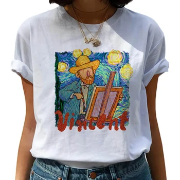 Van Gogh Naftos Meno Tapybos Harajuku T Marškinėliai Moterims Van Goghing Van Dingo Juokingi marškinėliai 90s Grafinis Marškinėlius Mados Viršuje, Trišakiai Moteris
