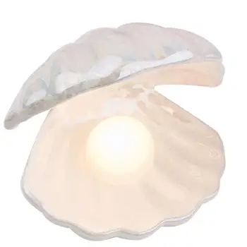 Shell Perlų Dizaino Naktį Šviesos Keramikos Darbalaukio Ornamentu Naktiniai Dekoratyvinės Lempos Namų Dekoro Lempa Miegamasis (Baltas)
