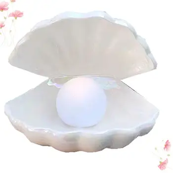 Shell Perlų Dizaino Naktį Šviesos Keramikos Darbalaukio Ornamentu Naktiniai Dekoratyvinės Lempos Namų Dekoro Lempa Miegamasis (Baltas)