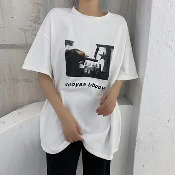 T-marškinėliai Moterims Spausdinti Paprasta korėjos Stiliaus Aukštos Kokybės Moterų Visų rungtynių Laisvi Moteriški Vasaros Orui Harajuku Drabužių Chic